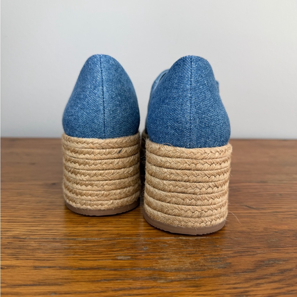 Larroude Blue Denim Mary Jane Platform Espadrilles - Picture 6 of 8
